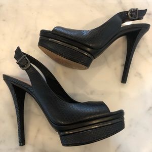 Vince Camuto black leather sling back heels